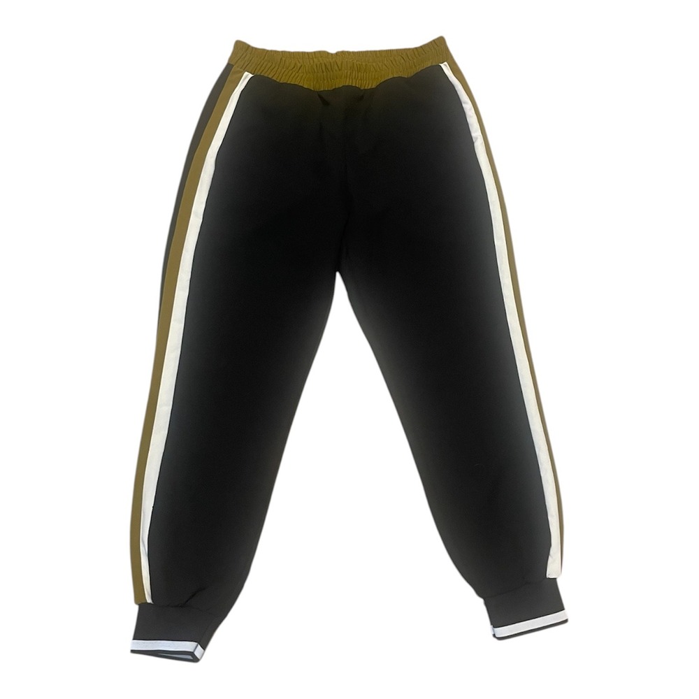 Zara Womens Jogger Pants Black  Side Stripe Athletic Tapered Size M